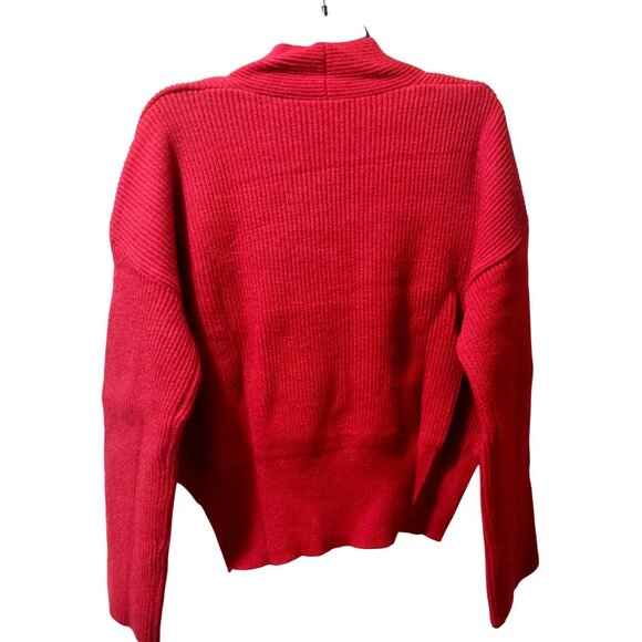 NWT Commense Women's Red Ribbed Wrap Sweater Size XL - Picture 4 of 8